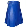 Mäns shorts män skotska traditionella veckade kjol mode stil läder bälte fast färg avslappnad