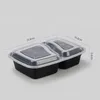 Storage Bottles 20pcs 1000ml Disposable Meal Prep Containers 2-compartment Food Box Microwave Safe Lunch Boxes (Black With Lid)