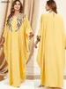 민족 의류 Abaya 여성용 꽃 자수 배트 슬리브 기모노 드레스 모로코 Kaftan Dubai 고급 드레스 EID 230721
