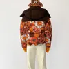 여자 다운 앨 로이 패션 후드가있는 파카 여성 우아한 꽃 인쇄 드로 스트링 코트 겨울 긴 소매면 재킷 숙녀