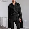 Men s Casual Shirts INCERUN Fashion Men Shirt Lapel Flare Long Sleeve 2023 Button Clothing Solid Color Streetwear Personality Camisas 5XL 230721