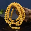 Bracelet Ambre Naturel Cire d'Abeille Poulet Beurre Jaune Vieux Miel Bracelet 108 Perles pour Hommes et Femmes Strands243C