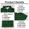 Mäns avslappnade skjortor ljusgrön shamrock lös skjorta man semester lämnar tryck hawaiian grafisk kort ärm y2k överdimensionerade blusar