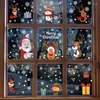 Väggklistermärken avtagbar jul PVC statisk klistermärke Santa älg fönster glas snöflinga dekaler hem år väggmålningar dekorationer