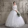 Robe de mariée à fleurs 2021 nouveau Style mariée grande taille Appliques robes de mariée rêveuse à manches longues à lacets robes de bal260W