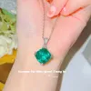 Pendanthalsband Foydjew lyxsimulering Aquamarine Sea Blue Topaz Stone 15 Square Emerald Color Treasure Jewelry