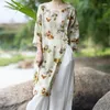 Bluzki damskie Johnature Linen Print O-Neck Oryginalna koszula w stylu vintage 2023 Autumn Kobieta moda chińska luźna swoboda