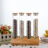 Tools Wooden Coffee Beans Flower Tea Display Rack Stand Cereals Canister Glass Test Tube with Cork Sealed Storage Decorative Ornaments