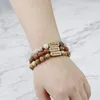 Streng Woord Sterke Natuursteen Armband Motiverende Brief Stretch Bangle 3 Kleuren Kralen Ketting Voor Vrienden Zus Hoop Zegenen Gift