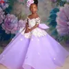 2023 Plus Size Lilla Sheer Neck Abiti Ball Gown Tulle Lilttle Bambini Compleanno Pageant Abiti da sposa BC15050 GW0210222u
