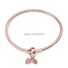 Bracelets à breloques 925 Sterling Sier Accessoires Pendentif Pincement Rose Perles Convient Pour Pandora Bracelet Collier Diy Femmes Bijoux Dhrma