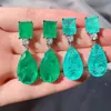 Dingle ljuskrona 2021 Trend 925 Sterling Silver Paraiba Tourmaline Emerald Gemstone Big Drop Earrings for Women Cocktail Party 225R