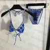 Jacquard Womens Bikini Set Split Swimwear Vintage Style Swimsuit Triangle Underwear Bathing Suit Original Quality Two Colors