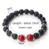 Strand Natural Red Stone Bracelets 8mm Agates Shiny Black Round Beads Stretch Bangles For Women Men Charm Jewelry Couple Gift