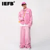 Survêtements pour hommes IEFB Trendy Korean Male Pink Color Set Solid Revers Denim Jacket Coat Wide Leg Straight Jeans Casual Two Piece 9A8557 230721