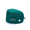 Beanie/Skull Caps Embroidered Nurse Hats For Women Adjustable Surgical Cap With Buttons Sweat-Absorbent Towel Beauty Salon Phary Lab Dh0Tr