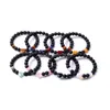 Con cuentas de 8 mm de piedra de lava negra Colorf Pulsera en forma de corazón Ojo de tigre Brazalete de cuarzo rosa para mujeres Joyería de yoga Pulseras de entrega de gota Dhoj3