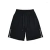 Men's Shorts Korean Style Men Suit Side Zipper Vent Beige Black Straight Short Pants Elastic Waist Quick Drying Casual Bermuda