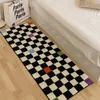 Carpet Checkered Carpets for Living Room Decoration Minimalist Imitation Cashmere Bedroom Bedside Mat Art Black White Anime Rugs Home 230721