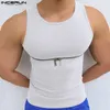 Men s Tank Tops 2023 Men Zipper Solid Color Streetwear O neck Sleeveless Stylish Vests Skinny Summer Casual Clothing S 5XL INCERUN 230721