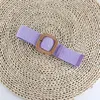 Belts 4.5cm Wide Cotton Linen Braided Elastic Waist Belt Round/Square Buckle Summer Solid Color Girdle Straw Women Dress Shirt