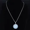 Bohemia Tree Of Life Moonstone Stainless Steel Necklaces Silver Color Chain Necklace Jewelry Cadenas Mujer NXS04 Pendant237S