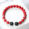 Strand Naturalne czerwone kamienne bransoletki 8 mm Agataty błyszczące czarne okrągłe koraliki rozciąganie bransoletki dla kobiet mężczyzn urok biżuteria para prezent