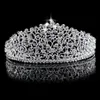 Muhteşem Köpüklü Gümüş Büyük Düğün Diamante Pageant Tiaras Saç Bandı Kristal Gelinler İçin Gelinler İçin Gelin Taçları Saç Takı Başlığı 313m