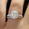 Nouveau 14 K plaqué or rose Mode Amour Bagues de Fiançailles Designer De Mariage Accessoires De Mariée Anneaux Ensembles De Bijoux Anneau Pour Women257J