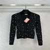 23 FW Women Sweaters Knits Tops Designer Com Letter Button Runway Brand Designer Crop Top Camisa Cashmere High End Elasticity Bordado Cardigan Outwear Malhas