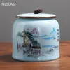 Boormachine Jingdezhen Ceramic Tea Caddy Airtight Jar Home With Lid Tea burkar Kaffefuktproof burkar Kök korn kryddbehållare