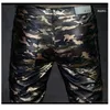 Hosen Männer Lederhosen 2022 Vintage Mode Haruku Slim Fit Reißverschluss Casual Camouflage PU Faux Leder Hosen Männer Skinny Hosener