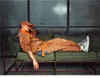 Men's Pants Jumpsuit Ripped Overalls Streetwear Hip-hop Trousers 2023 Loose Orange Youth Casual