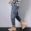 Men's Pants Baggy Jeans Men Loose Fit Harem Wide Leg Fashion Pockets Hip Hop Streetwear Male Denim Trousers Oversize Kpop