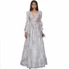 Robes Décontractées Robe De Soirée Élégante Sexy Col En V Profond Dentelle Florale Broderie Mode Tempérament Hipster Simple Mariage Banquet Fête Robes