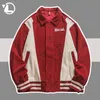 Мужские куртки вельветовые куртки Men Spring Adumn Casual Fashion Red Baseball Outwear Мужские ретро -лоскутные цветовые блок.