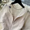 Basic Casual Dresses Summer Plaid Hollow Out Embroidery Dress Women's Stand Short Sleeve Beige Stitching Mesh Tulles Bow Lace193H