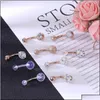 Navelklockknappringar 8/9 st/Lot Ring Set Crystal Double Ball Piercing for Women Rose Gold rostfritt stål Belly Drop Delivery 2 DHSNH