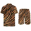 Мужские спортивные костюмы тигровые печати мужчины наборы диких животных полосы повседневные шорты летние смешные рубашки на открытом воздухе