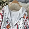 Basic Casual Jurken 2023 Zomer Fashion Runway Sily Korte Jurk Dames O-hals Lange Flare Mouwen Cartoon Bloemenprint Elegant Party Mini Vestidos