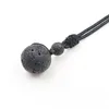 YJXP Natural Lava Stone Pendant Rope Chain Necklace 18mm Volcanic Round Pärla Trendiga halsband Lucky Charms Amulet Jewelry 1 PCS2967