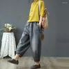 Frauen Jeans Ankunft Frühling Herbst Kunst Stil Frauen Vintage Elastische Taille Lose Baumwolle Denim Harem Hosen Casual Damen S537