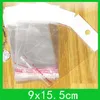 trou de suspension poly sacs d'emballage 9x15 5cm avec joint auto-adhésif sac d'opp poly ensemble 1000pcs lot303y