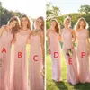 2019 Blush Pink Long Country Style Bridesmaid Dresses Ruched One Shoulder Sweetheart rygglös Cheap Maid of Honor Dress54295452508