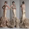 2019 Luxury Long Krikor Jabotian Mermaid Dresses Backless One Shourdle Formal