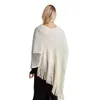 Scarves Sweater Women's Spring And Autumn Openwork Knitted Top V-neck Cape Shawl Batwing Shirt Plus Size Tassel Coat