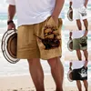 Shorts masculinos Calças de verão finas e casuais de madeira com estampa de barco soltas retas elásticas cinto trimestre