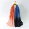 Scarves Ombre Wrinkle Bubble Pleated Cotton Viscose Shawl Scarf High Quality Gradient Fringe Pashmina Stole Wrap Muslim Hijabs Sjaal