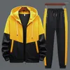 Men's Tracksuits 2023 Spring And Autumn Tracksuit Leisure Sports Suit Hooded Long-Sleeved Coat Jacket Bunched Foot Trousers Two-Piece Set