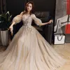 Party Dresses Fairy Long Evening Dress Sweep Train Prom Gowns Floral Applique With Beads Sequins